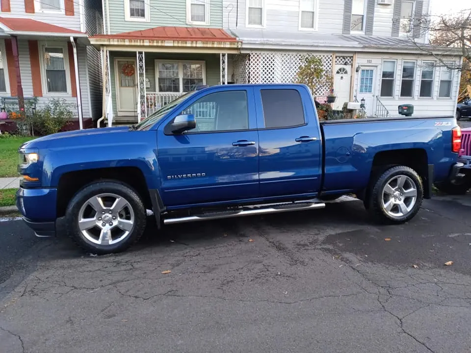 Blue Chevrolet Silverado pickup truck detailed